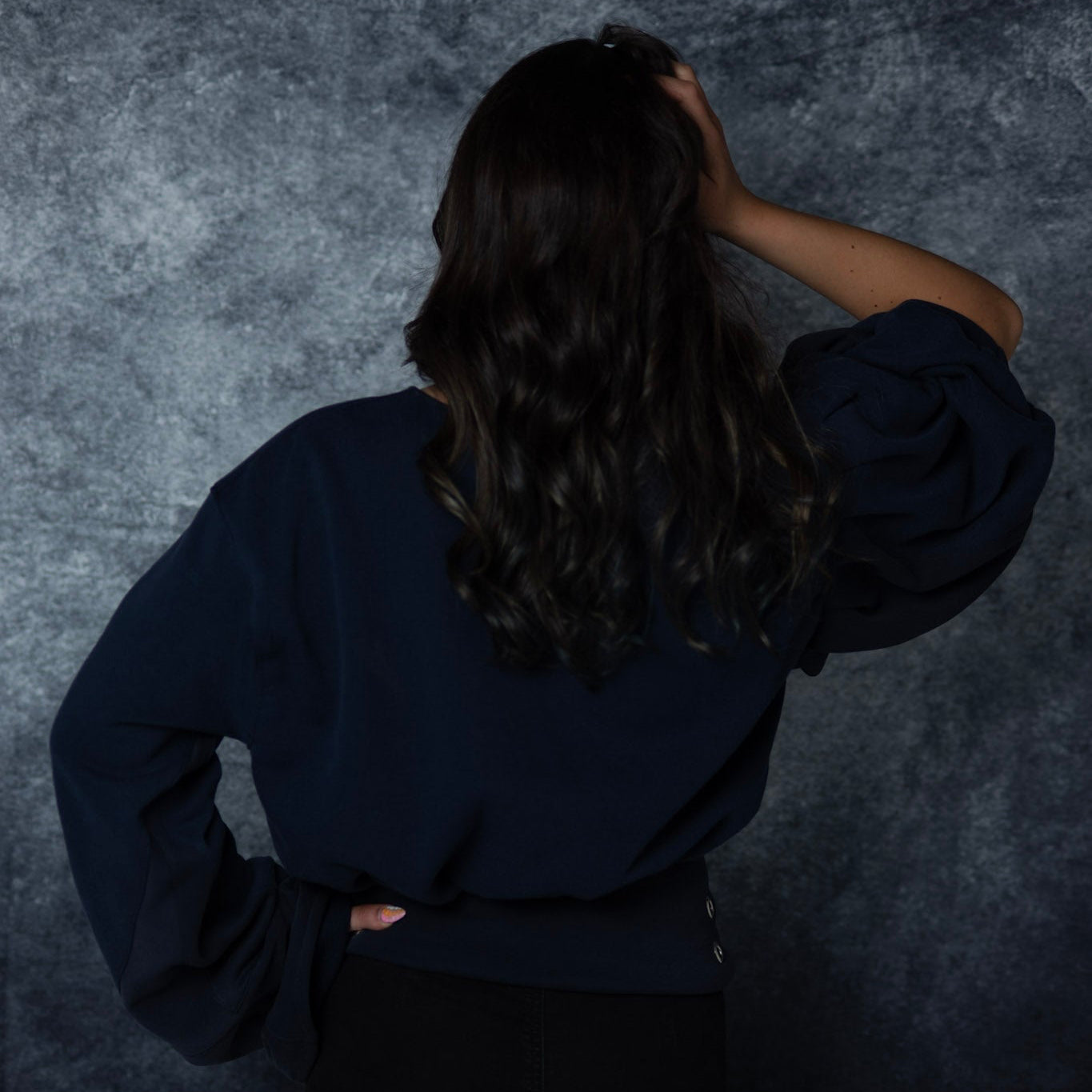 SPLIT-SCALE NAVY LONGSLEEVE - XL