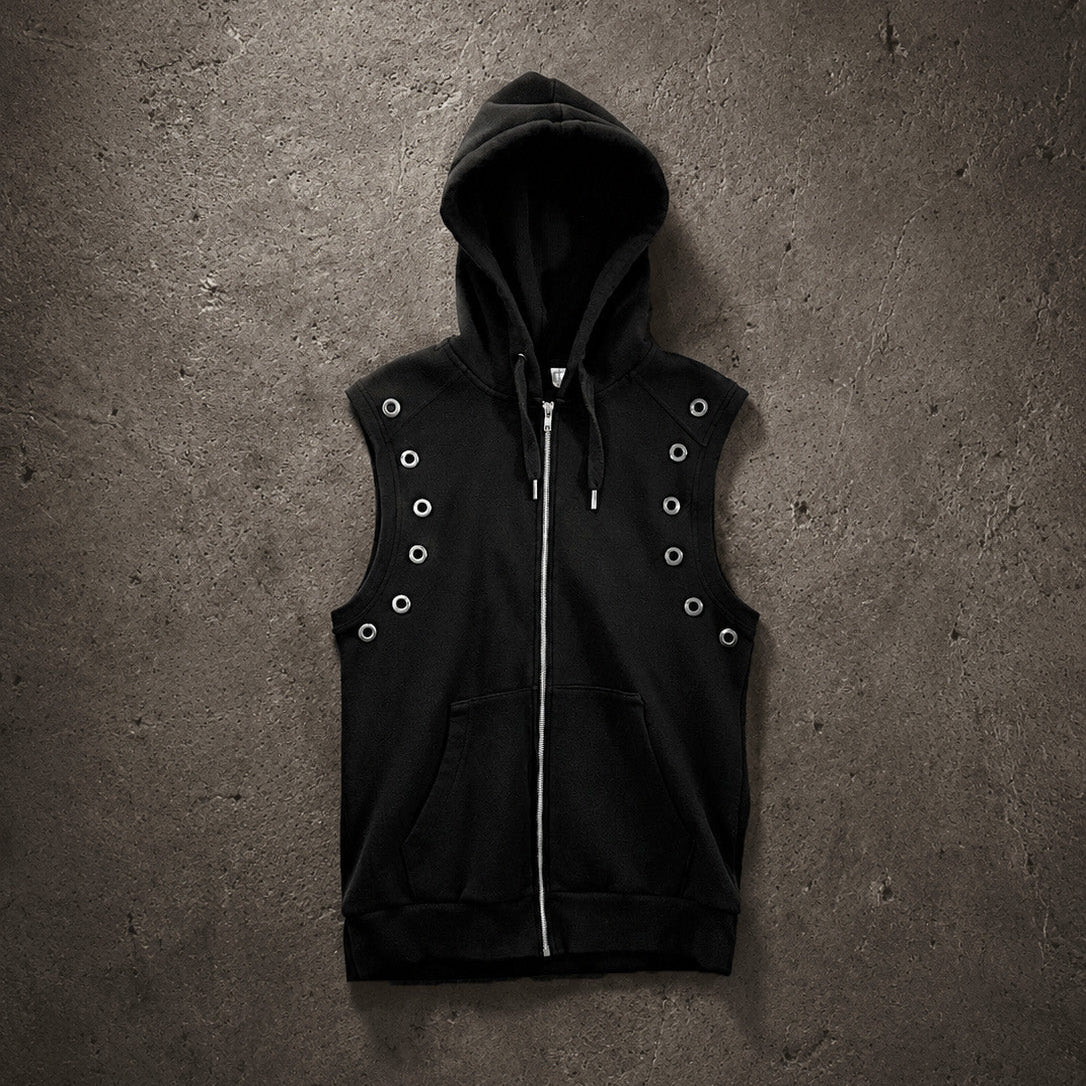 ABO SLEEVELESS ZIP-UP BLACK - M