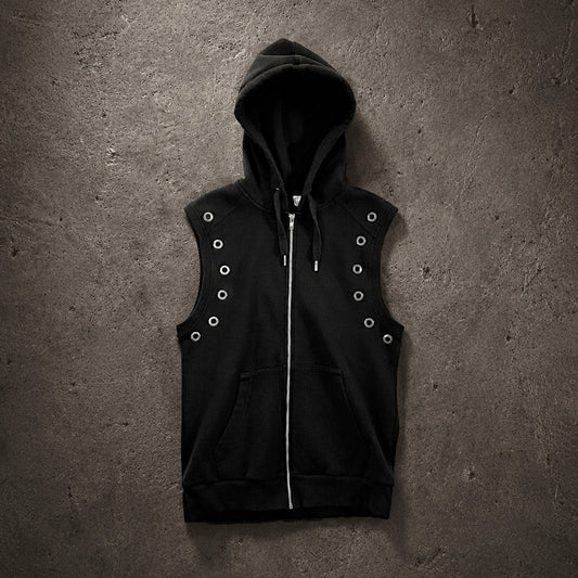 ABO SLEEVELESS ZIP-UP BLACK - M