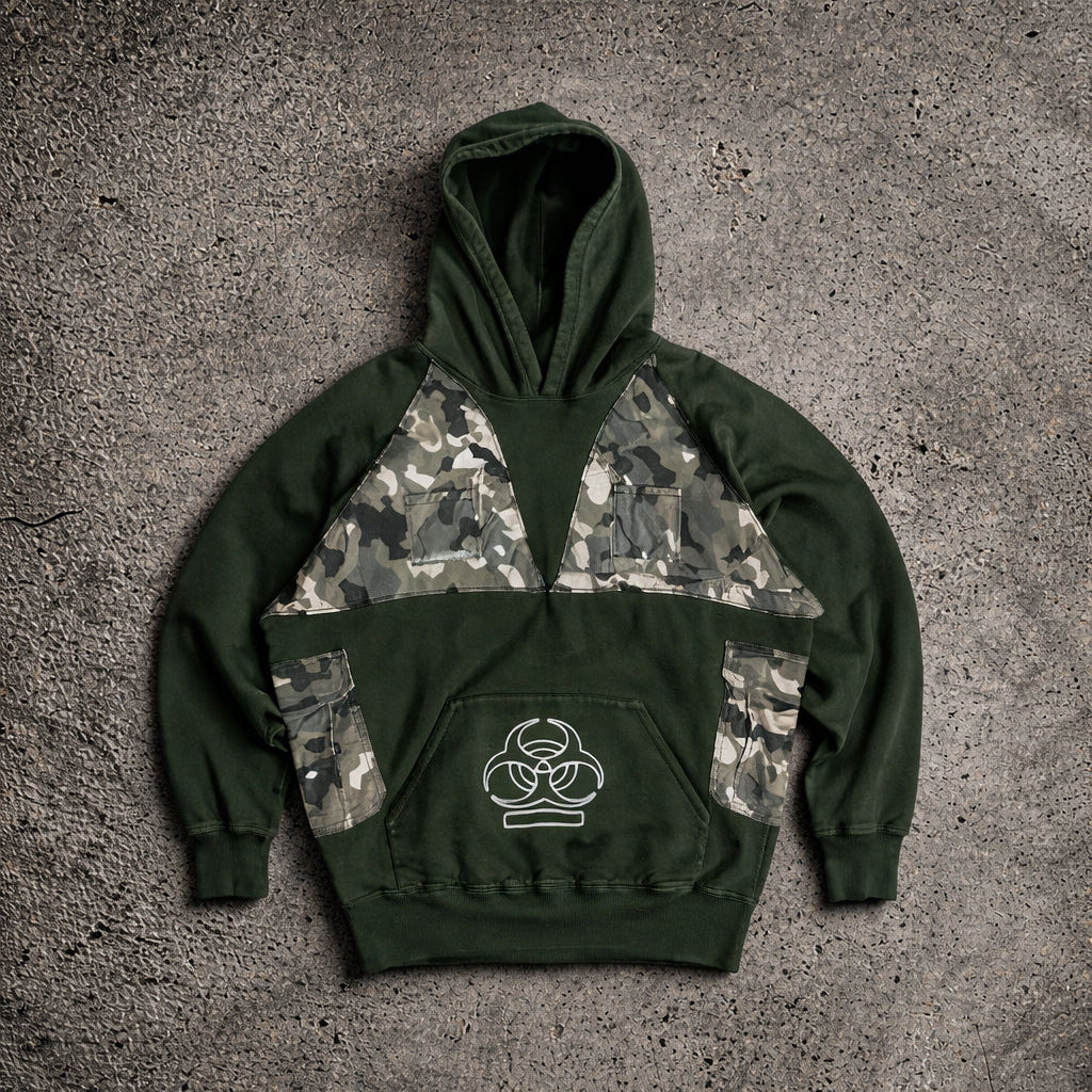 GREEN-ARMY PULLOVER HOODIE- XL