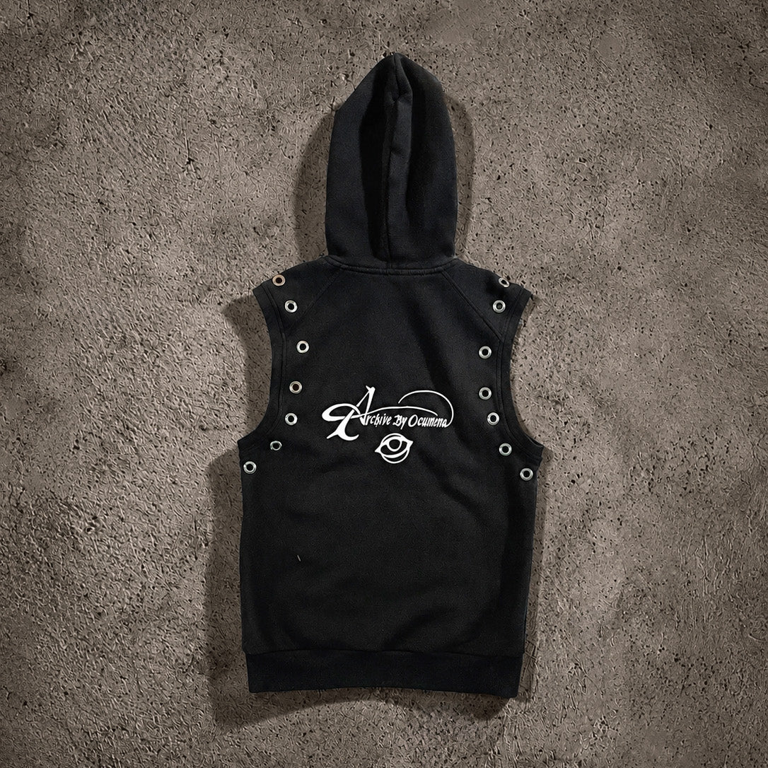 ABO SLEEVELESS ZIP-UP BLACK - M